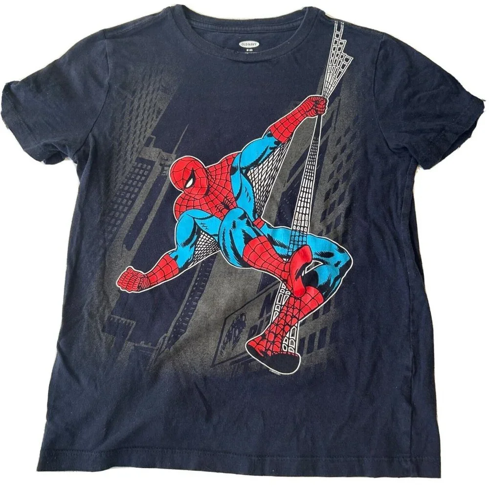 Marvel Spider-Man Old Navy Youth Size M Size 8 Black Short Sleeve T-Shirt - Picture 1 of 6